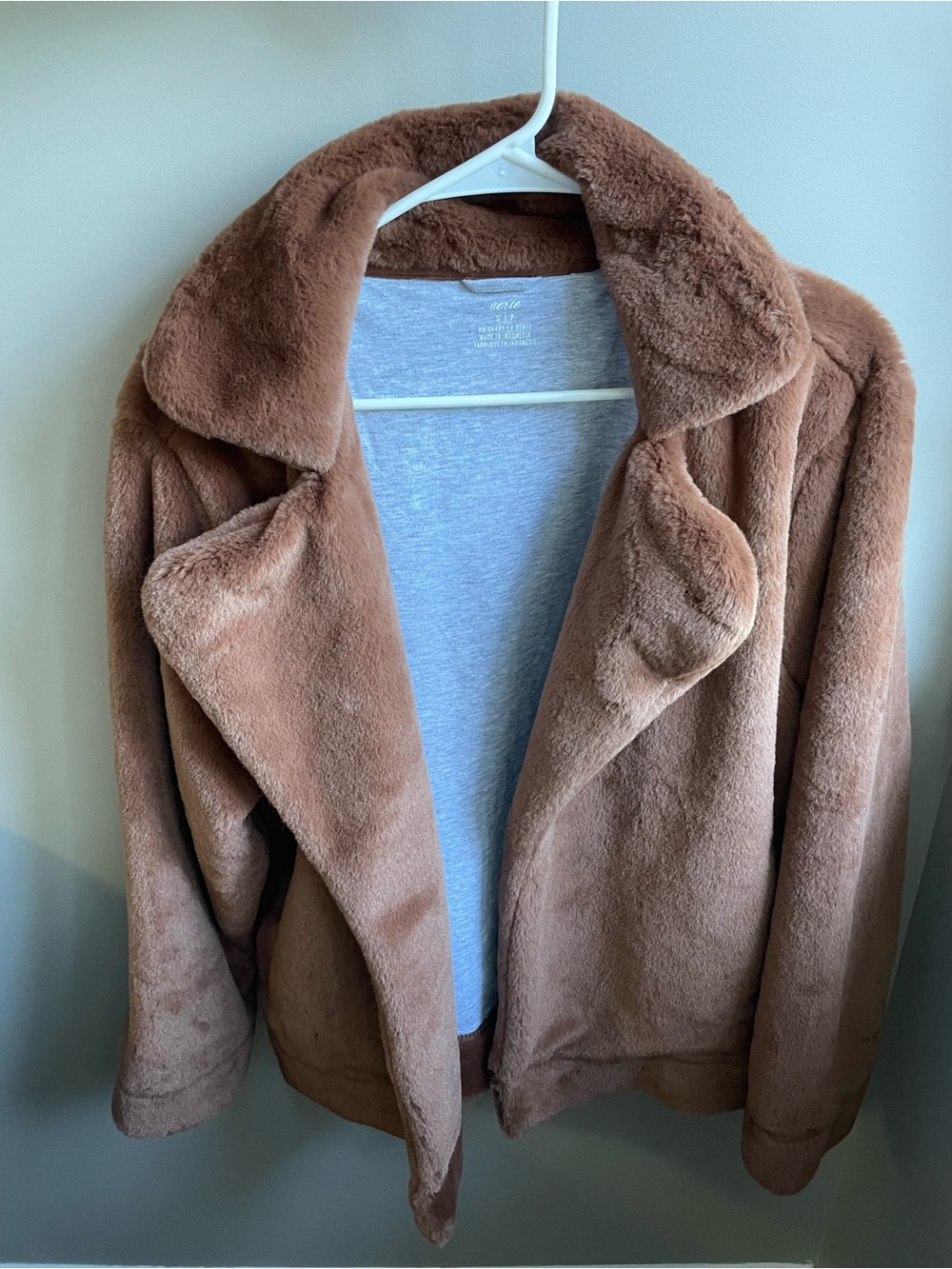 aerie Plush Teddy Jacket in Brown Size S